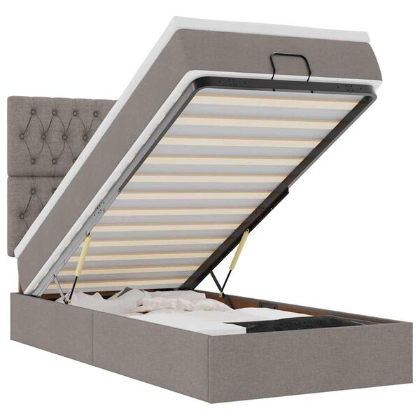 vidaXL ottomani voodi madratsiga, pruunikashall, 100x200 cm, kangas