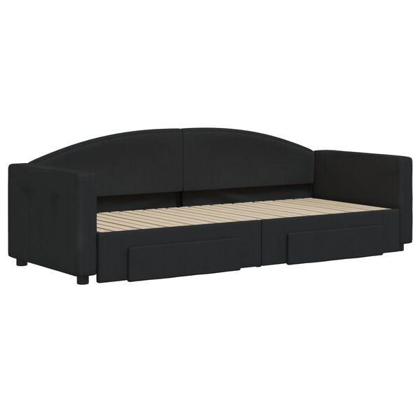 vidaXL diivanvoodi väljatõmmatava osaga, must, 80x200 cm, kangas