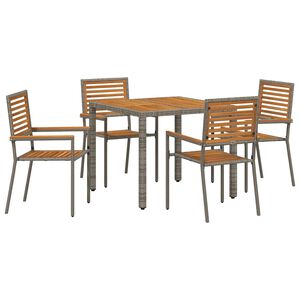 vidaXL Aia s&ouml;&ouml;gilaudade komplekt 5 pcs Hall ja pruun pol&uuml;rotang