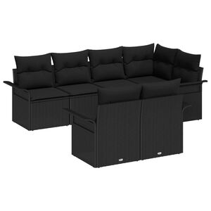 vidaXL Aia Diivanikomplekt padjaga 7 pcs Must Pol&uuml;rooster