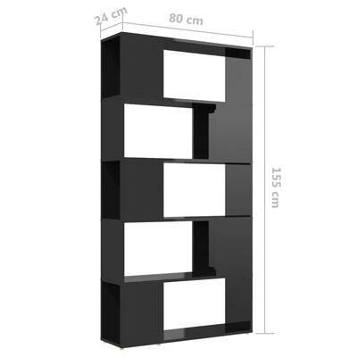 vidaXL raamaturiiul/ruumijagaja, must, 80x24x155 cm, puitlaastplaat