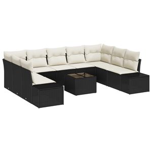 vidaXL Aia Diivanikomplekt padjaga 9 pcs Must ja kreem Pol&uuml;rottang