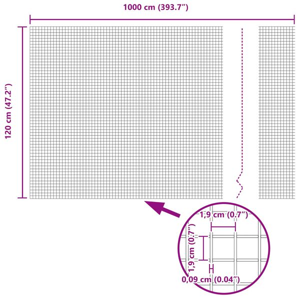 vidaXL Keevitatud Traadi Aed Roheline 1.2 x 10 m Teras