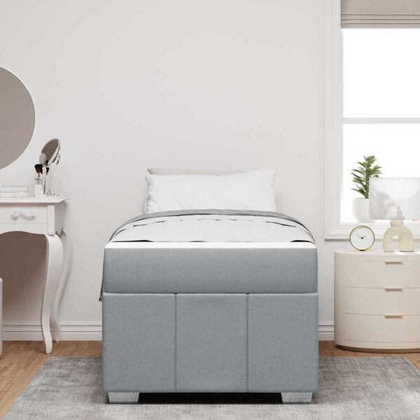 vidaXL Voodi raam madratsiga Helehall 90 x 190 cm kangas