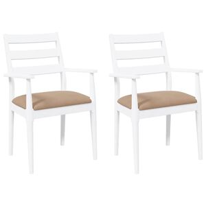 vidaXL s&ouml;&ouml;gitoolid patjadega, 2 tk, valge, t&auml;ispuit, kumm
