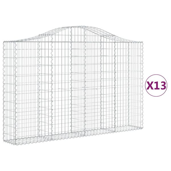 vidaXL kaarekujulised gabioonkorvid 13 tk, 200x30x120/140 cm, raud