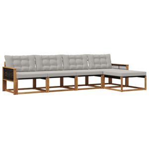 vidaXL V&auml;li diivanikomplekt padjaga 5 pcs Naturaalne ja helehall