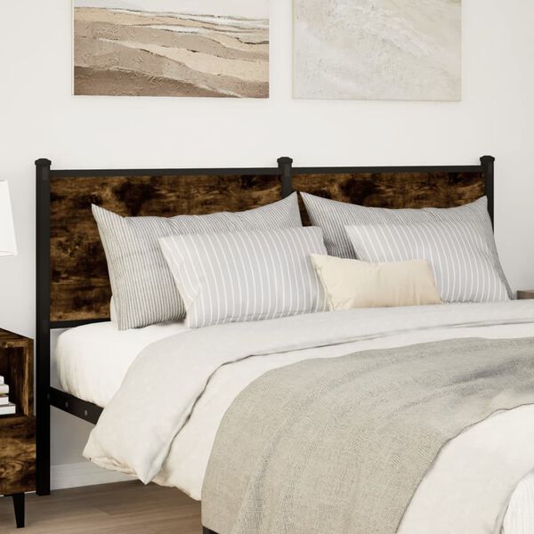 vidaXL voodipeats suitsutatud tamm 150 cm tehispuit ja teras