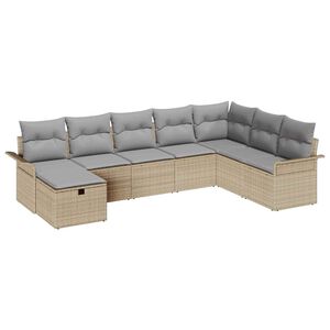 vidaXL Aia Diivanikomplekt padjaga 8 pcs Beež ja heledhall pol&uuml;rotang