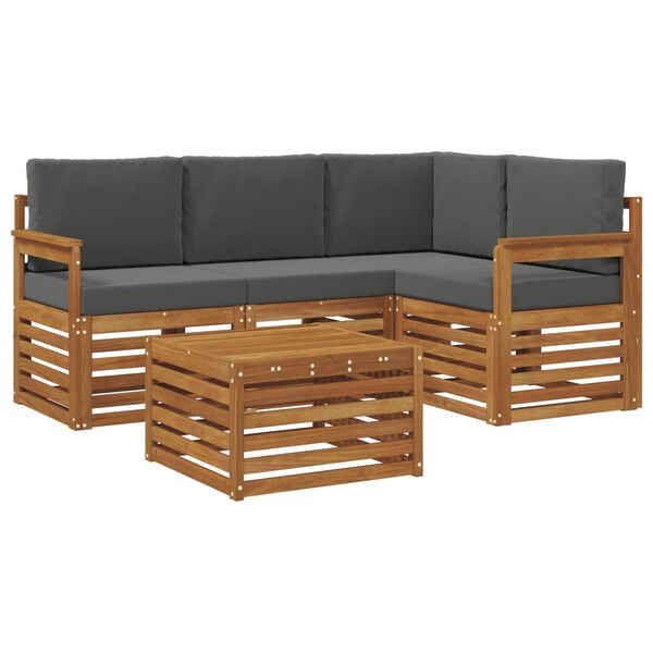 vidaXL M&ouml;&ouml;blisete padjaga 5 pcs Looduslik ja antriit Tehispuit