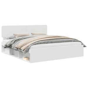 vidaXL Voodi raam peaga Valge 200 x 200 cm Tahke m&auml;nd