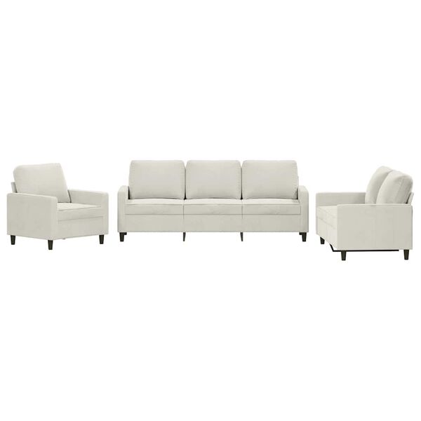 vidaXL 3-osaline diivanikomplekt patjadega, kreemjas, samet