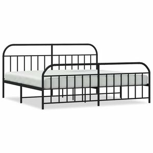 vidaXL metallist voodiraam peatsi ja jalutsiga, must, 193x203 cm