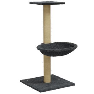 vidaXL kassimaja sisalk&ouml;itega kraapimispuuga, tumehall, 74 cm