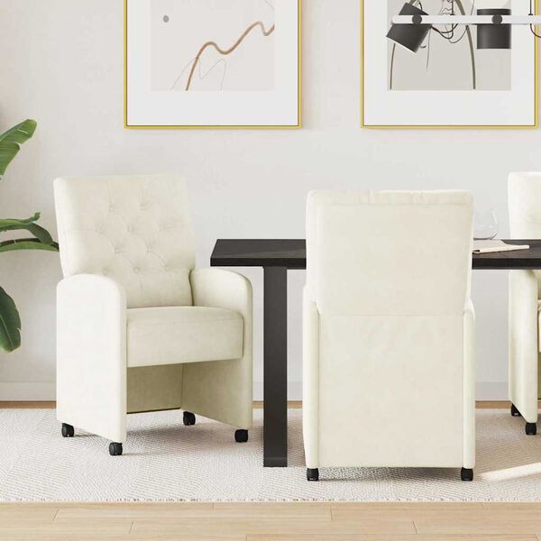 vidaXL Ratastega S&ouml;&ouml;gi-toolid 2 pcs cream 58 x 67 x 97 cm Samet