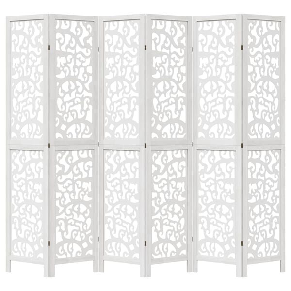 vidaXL 6 paneeliga ruumijagaja, valge, Paulownia puit