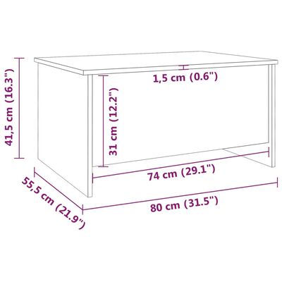 vidaXL kohvilaud, must, 80x55,5x41,5 cm, tehispuit