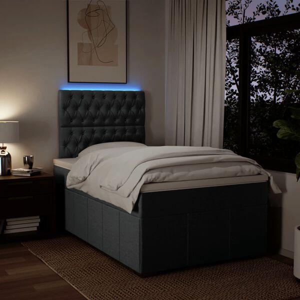 vidaXL kontinentaalvoodi madratsiga, pruunikashall, 120x190 cm, kangas