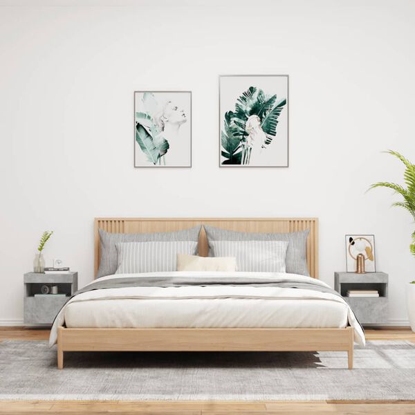 vidaXL teleri seinakapid LED-tuledega 2 tk, betoonhall, 40x30x40 cm