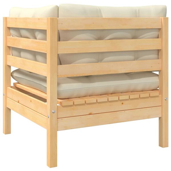 vidaXL 3-osaline aiadiivanikomplekt kreemjate patjadega, männipuit