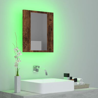 vidaXL LED-peegelkapp, suitsutatud tamm, 40x12x45 cm, tehispuit