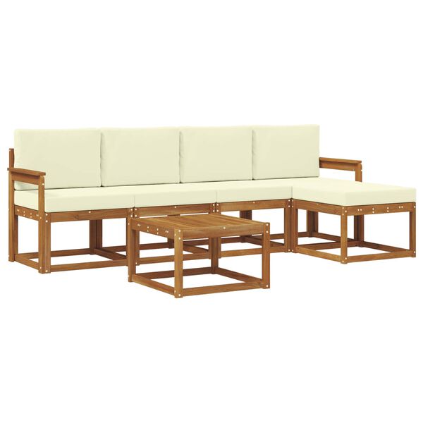 vidaXL V&auml;li diivanikomplekt 6 pcs Looduslik ja kreem Tugev akatsiapuu