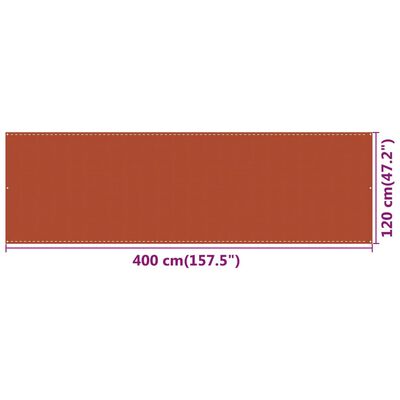 vidaXL rõdusirm, oranž, 120 x 400 cm, HDPE