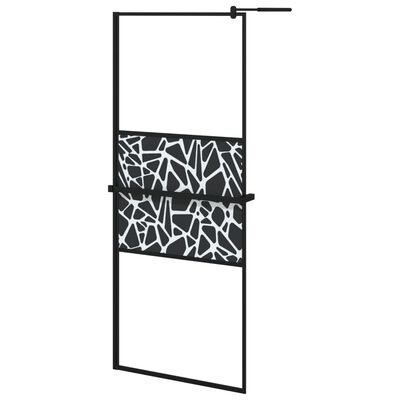 vidaXL dušinurga sein riiuliga, must, 80x195 cm, ESG-klaas/alumiinium