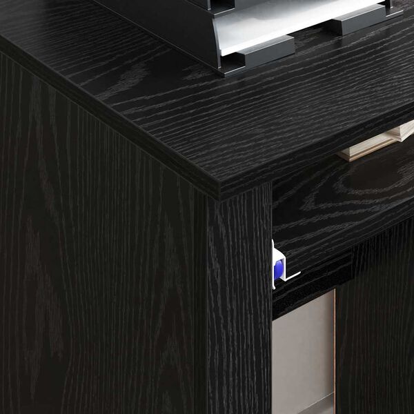 vidaXL Rattalaud sahtliga riiuliga Must tamm 91 x 50 x 77 cm Tehispuit