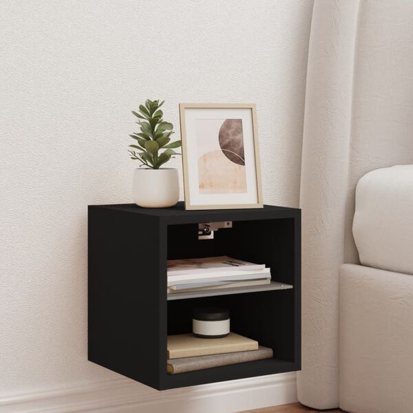 vidaXL teleri seinakapp LED-tuledega, must, 30 x 28,5 x 30 cm