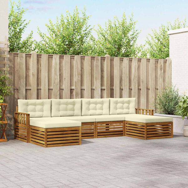 vidaXL Diivanikomplektid 6 pcs Looduslik ja kreem Tugev akatsiapuu