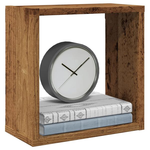 vidaXL kuubikukujulised riiulid 2 tk vana puit 30x15x30 cm tehispuit