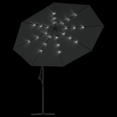 vidaXL konsooldisainiga päikesevari LED, metallpost, 350 cm antratsiit