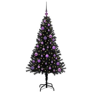 vidaXL J&otilde;ulupuu koos 150 LED-iga koos alusega Must 150 cm PVC