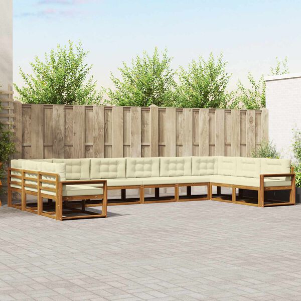 vidaXL V&auml;li diivanikomplekt padjaga 10 pcs Looduslik ja kreem