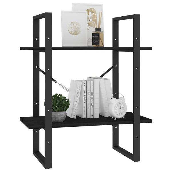 vidaXL 2-korruseline raamaturiiul, 60 x 30 x 70 cm, must, männipuit