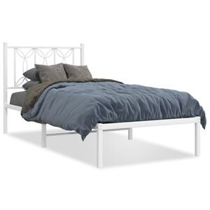 vidaXL metallist voodiraam peatsiga, ilma madratsita, valge, 75x190 cm