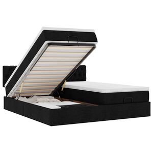 vidaXL Ottomani voodiraam madratsitega, must, 200x200cm, kangas