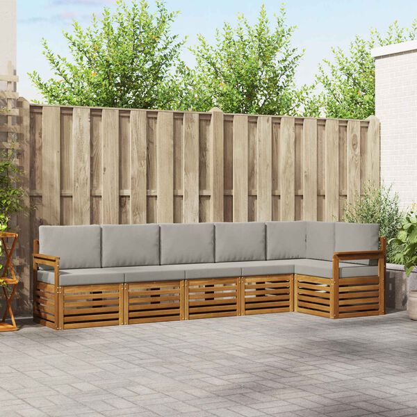 vidaXL Diivanikomplektid 6 pcs Looduslik ja Hele Hall Tugev akatsiapuu