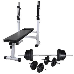vidaXL treeningpink raskuste hoidja, kangide ja hantlitega 60,5 kg