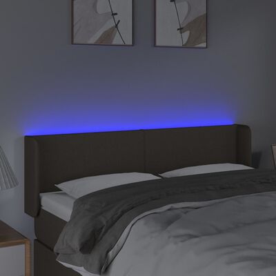 vidaXL LED-voodipeats, pruunikashall, 147x16x78/88 cm, kangas