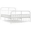vidaXL metallist voodiraam peatsi ja jalutsiga, valge, 140 x 190 cm