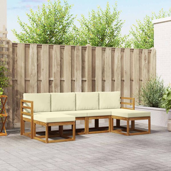 vidaXL V&auml;li diivanikomplekt padjaga 6 pcs Looduslik ja kreem Tehispuit