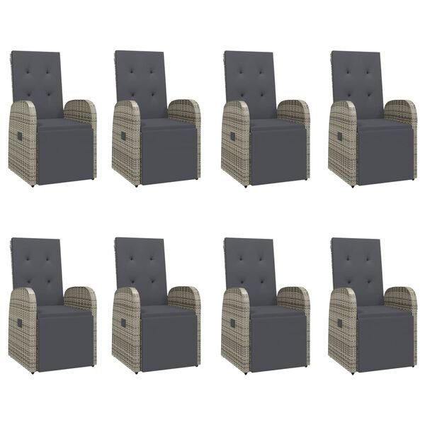 vidaXL 9-osaline aiamööbli komplekt patjadega, hall, polürotang
