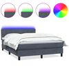 vidaXL kontinentaalvoodi madrats ja LED, tumehall, 160x210 cm, samet