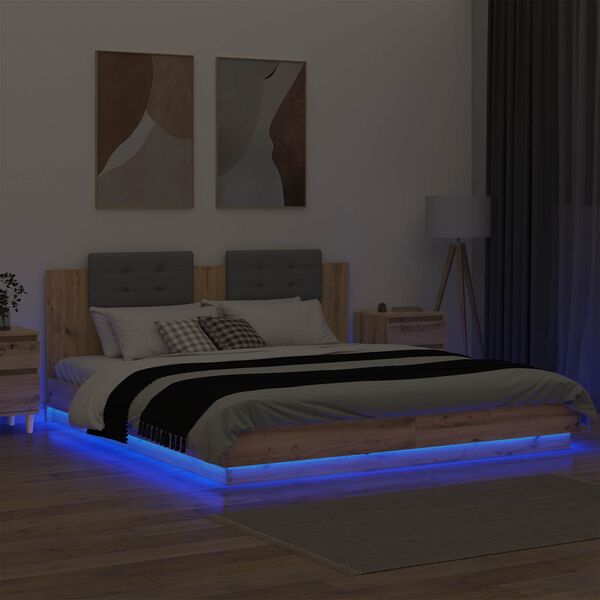 vidaXL Peatsiga voodiraam peaga K&auml;sit&ouml;&ouml;puu 200 x 200 cm Tehispuit