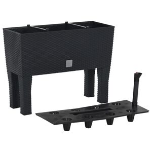 vidaXL k&otilde;rgendatud taimelava, antratsiithall, 60x25x46 cm, PP rotang