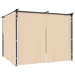 vidaXL varjualune kardinatega, 3 x 3 m, kreemjasvalge, teras