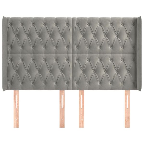 vidaXL voodipeats servadega, helehall, 163x16x118/128 cm, samet