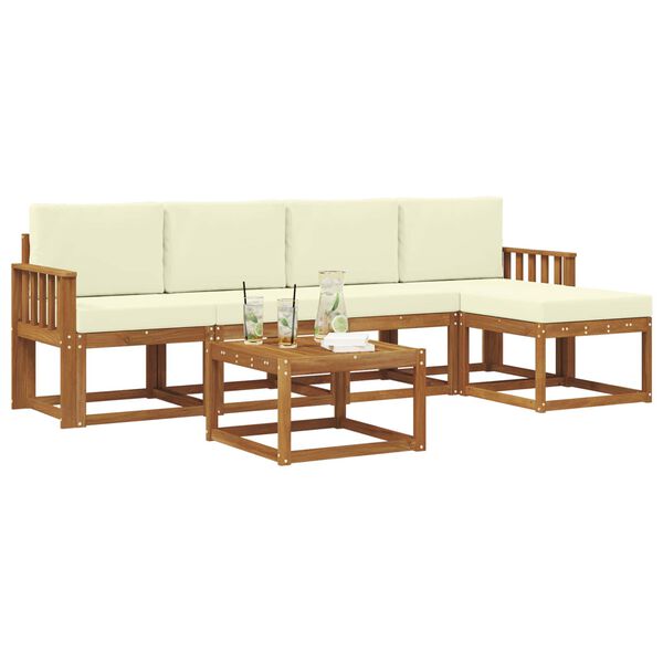 vidaXL V&auml;li diivanikomplekt 6 pcs Looduslik ja kreem Tugev akatsiapuu